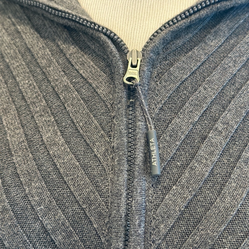 NWT Athleta Charcoal Zip-Neck Ribbed Mini Dress - Picture 6 of 10